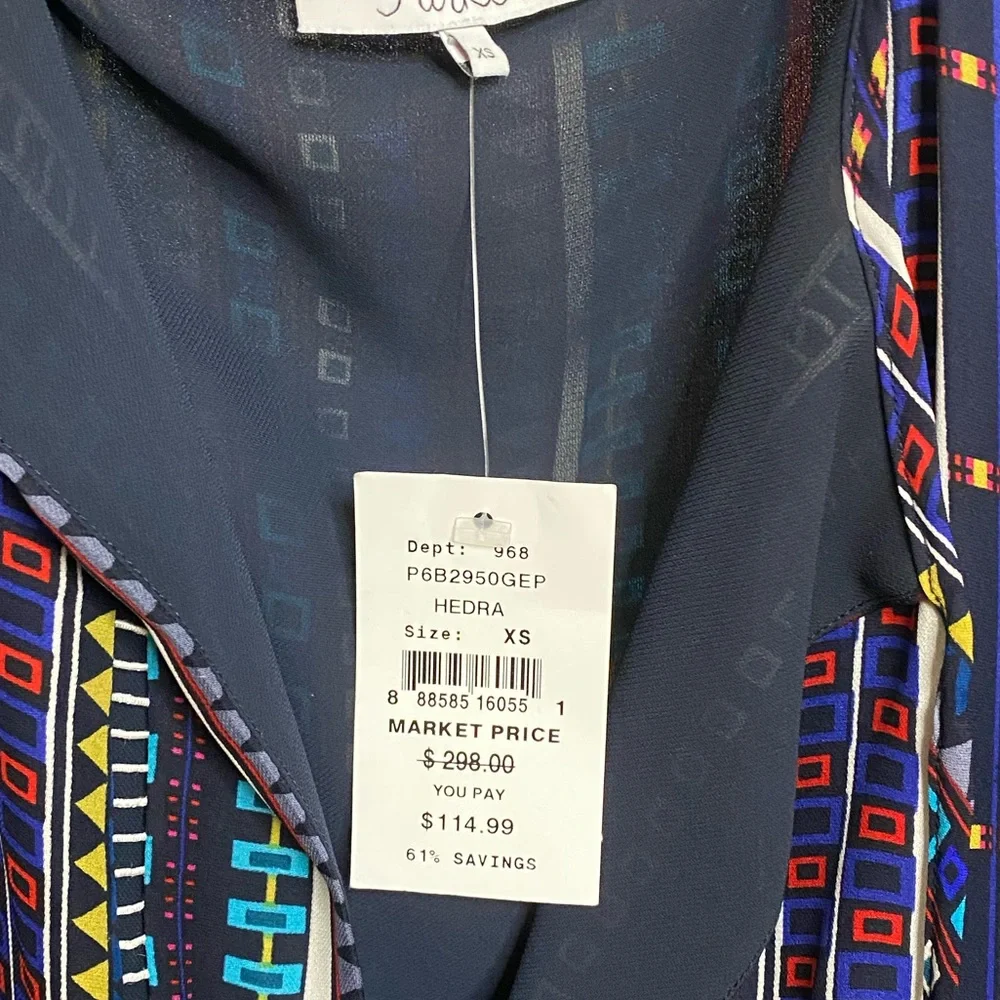 Parker navy, patterned long sleeve short dress - Picture 4 of 4